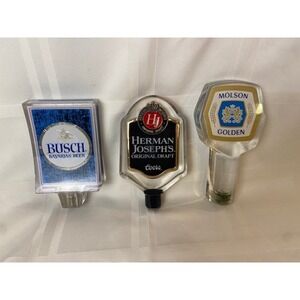 Vintage Beer Tap Handle Lot Busch Bavarian Herman Josephs Molson Golden Lucite
